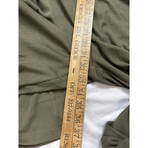 Pretty Garden Womens Olive Green Stretch Ribbed Mock Neck Jumpsuit Wide Leg XL - Picture 11 of 12